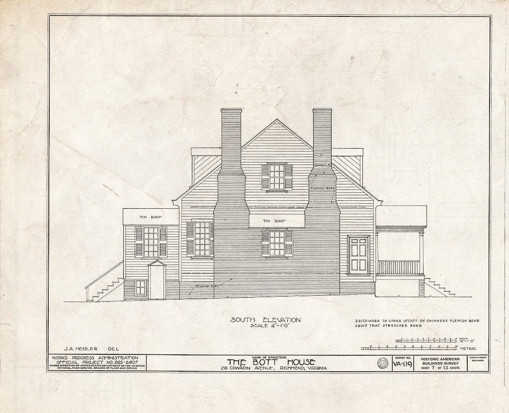 Blueprint HABS VA,44-Rich,20- (Sheet 7 of 12) - Miles Bott House, 216 Cowardin Avenue, Richmond, Independent City, VA