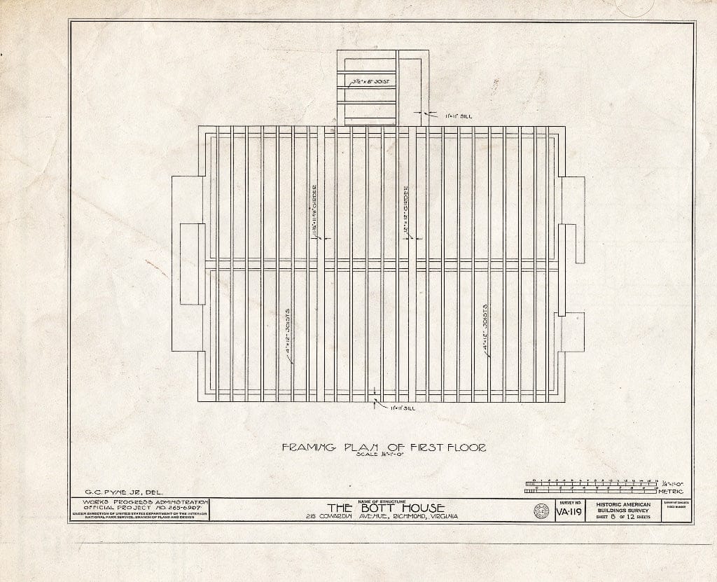 Blueprint HABS VA,44-Rich,20- (Sheet 8 of 12) - Miles Bott House, 216 Cowardin Avenue, Richmond, Independent City, VA