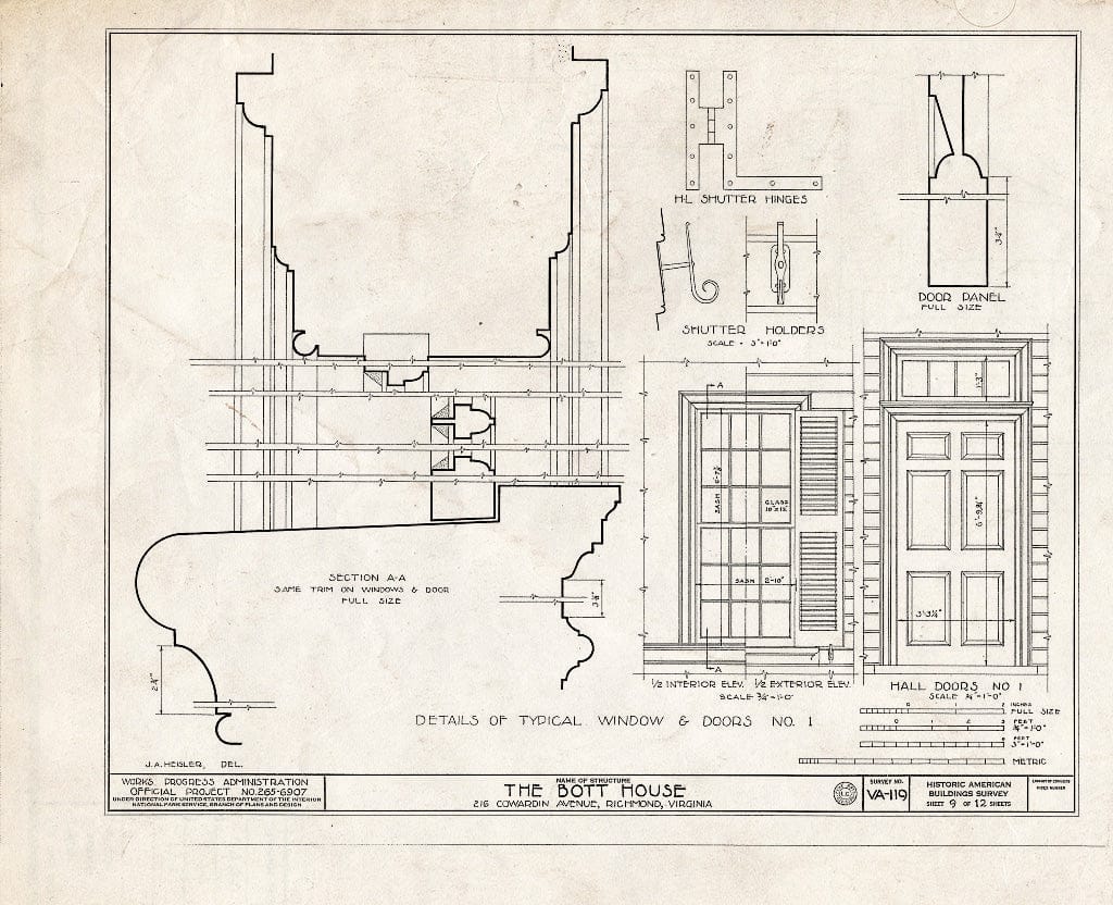 Blueprint HABS VA,44-Rich,20- (Sheet 9 of 12) - Miles Bott House, 216 Cowardin Avenue, Richmond, Independent City, VA