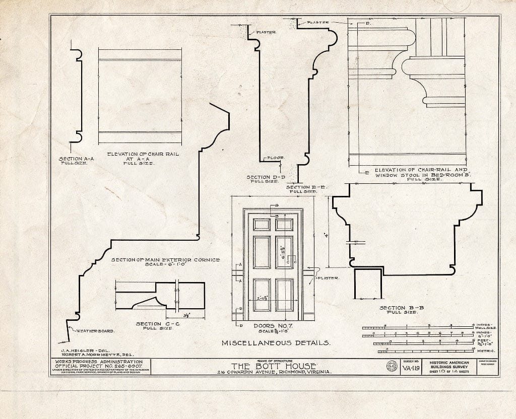 Blueprint HABS VA,44-Rich,20- (Sheet 10 of 12) - Miles Bott House, 216 Cowardin Avenue, Richmond, Independent City, VA