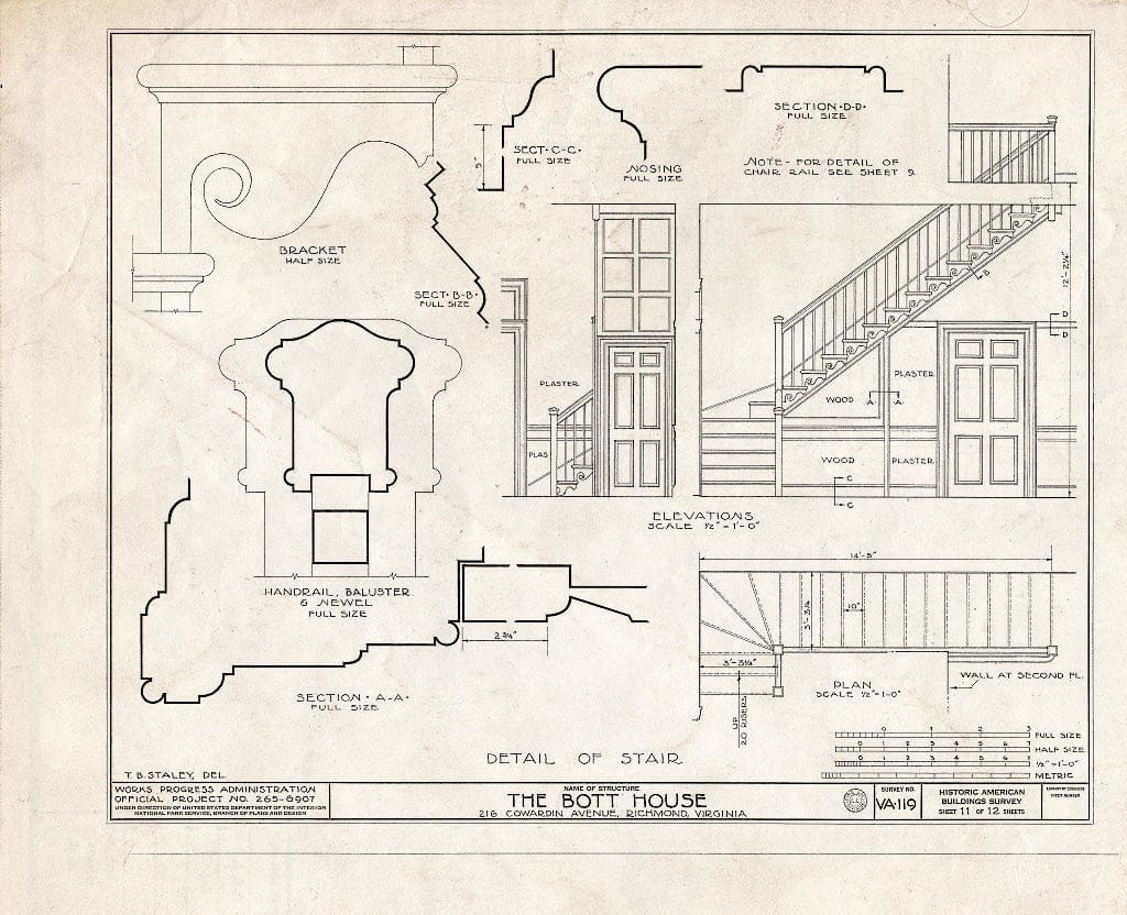 Blueprint HABS VA,44-Rich,20- (Sheet 11 of 12) - Miles Bott House, 216 Cowardin Avenue, Richmond, Independent City, VA