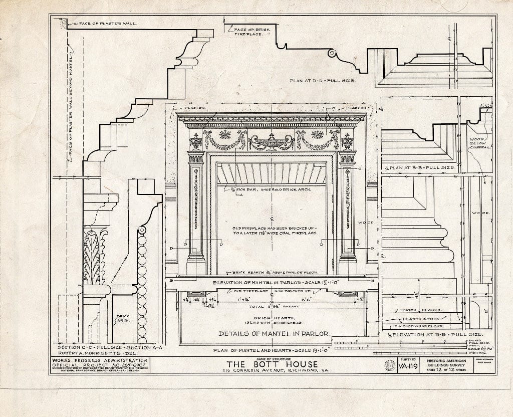 Blueprint HABS VA,44-Rich,20- (Sheet 12 of 12) - Miles Bott House, 216 Cowardin Avenue, Richmond, Independent City, VA