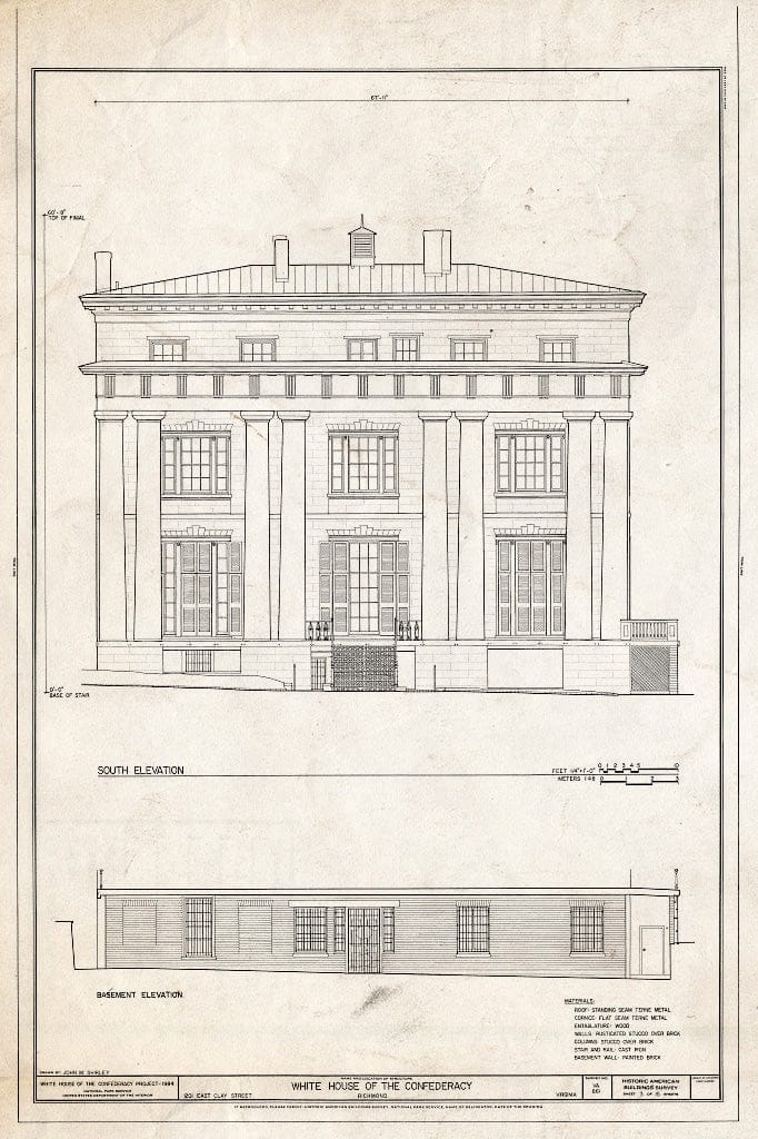 Blueprint HABS VA,44-Rich,7- (Sheet 3 of 15) - Dr. John Brockenbrough House, 1201 East Clay Street, Richmond, Independent City, VA