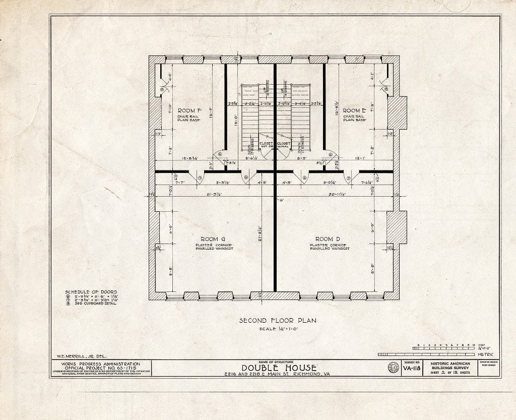 Blueprint HABS VA,44-Rich,19- (Sheet 2 of 12) - 2216-2218 East Main Street (Double House), Richmond, Independent City, VA