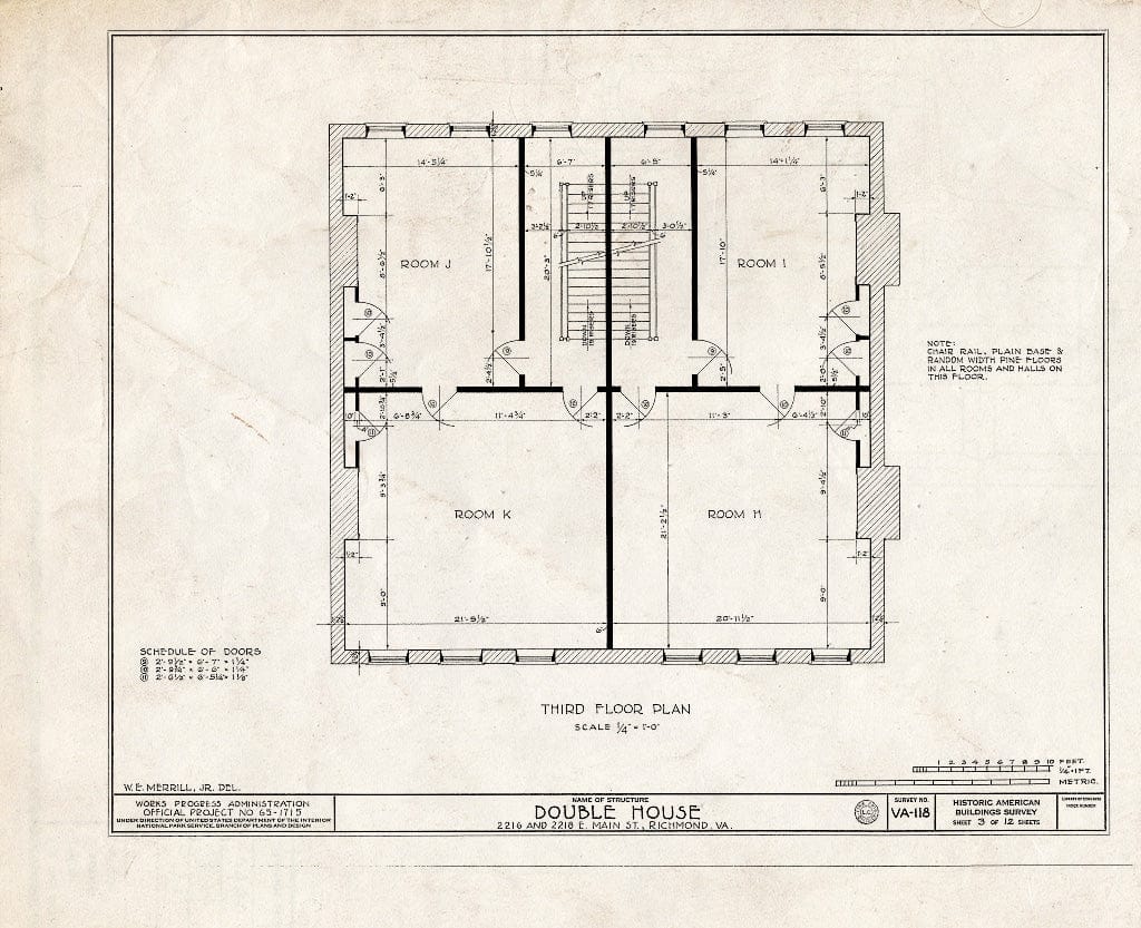 Blueprint HABS VA,44-Rich,19- (Sheet 3 of 12) - 2216-2218 East Main Street (Double House), Richmond, Independent City, VA