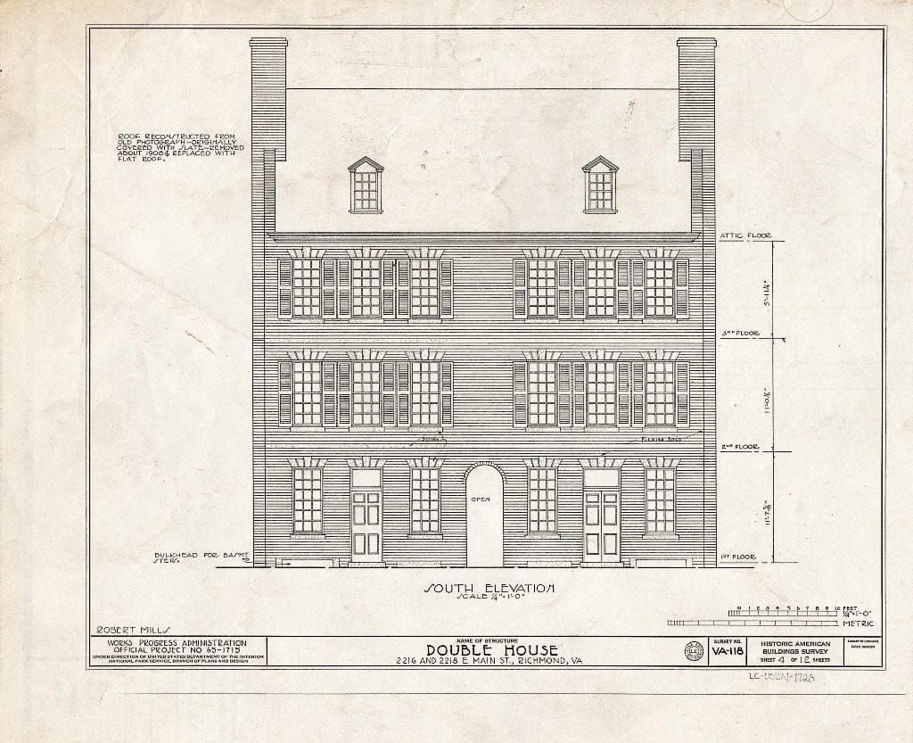 Blueprint HABS VA,44-Rich,19- (Sheet 4 of 12) - 2216-2218 East Main Street (Double House), Richmond, Independent City, VA