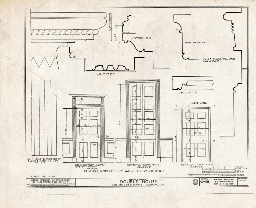 Blueprint HABS VA,44-Rich,19- (Sheet 5 of 12) - 2216-2218 East Main Street (Double House), Richmond, Independent City, VA