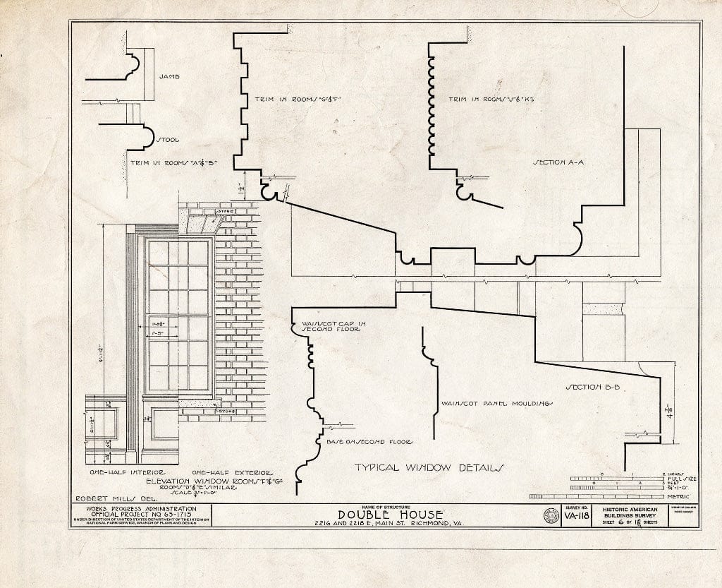 Blueprint HABS VA,44-Rich,19- (Sheet 6 of 12) - 2216-2218 East Main Street (Double House), Richmond, Independent City, VA