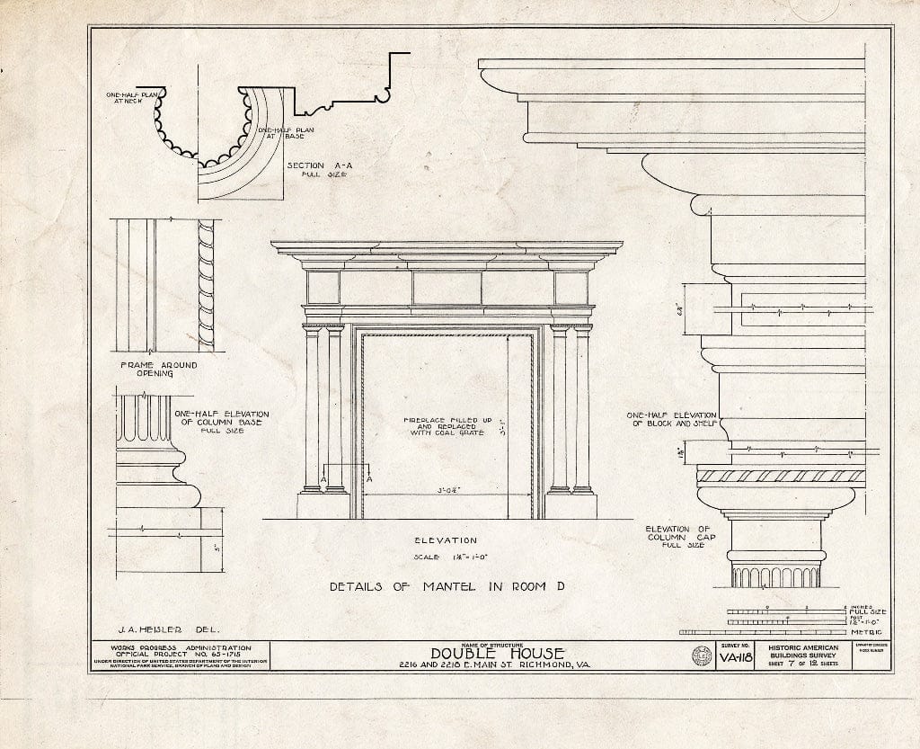 Blueprint HABS VA,44-Rich,19- (Sheet 7 of 12) - 2216-2218 East Main Street (Double House), Richmond, Independent City, VA