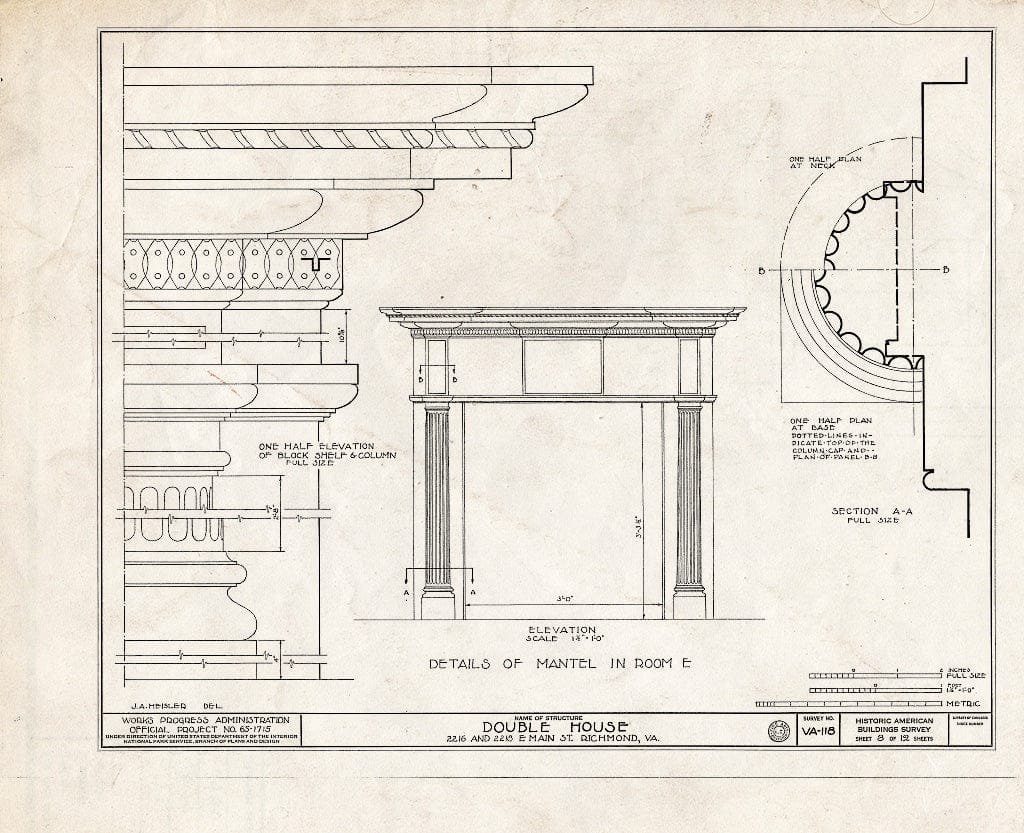 Blueprint HABS VA,44-Rich,19- (Sheet 8 of 12) - 2216-2218 East Main Street (Double House), Richmond, Independent City, VA