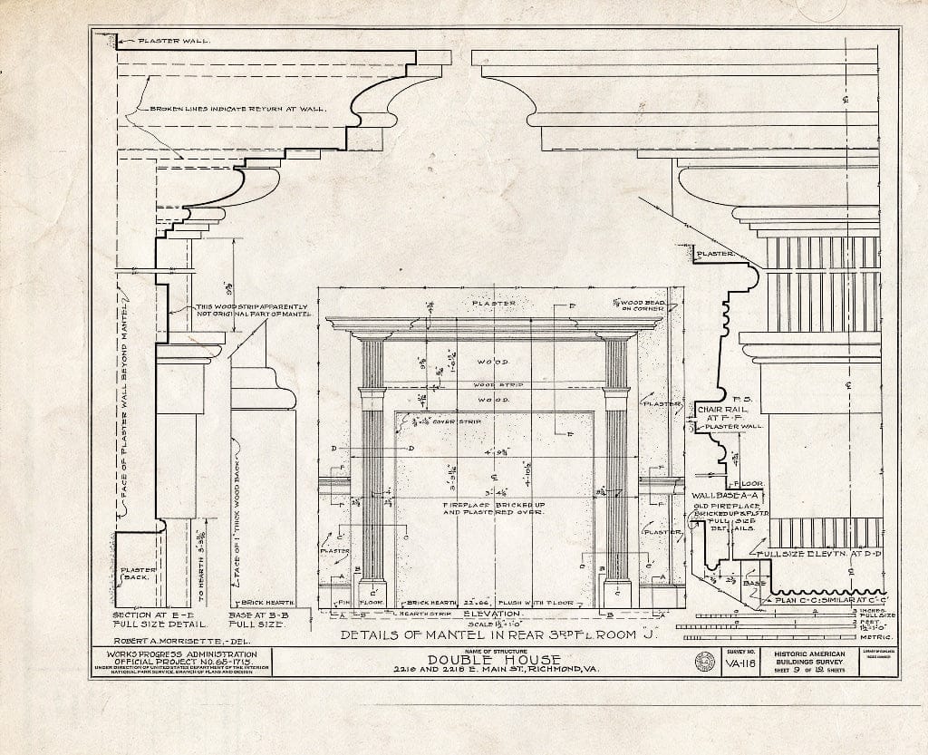 Blueprint HABS VA,44-Rich,19- (Sheet 9 of 12) - 2216-2218 East Main Street (Double House), Richmond, Independent City, VA