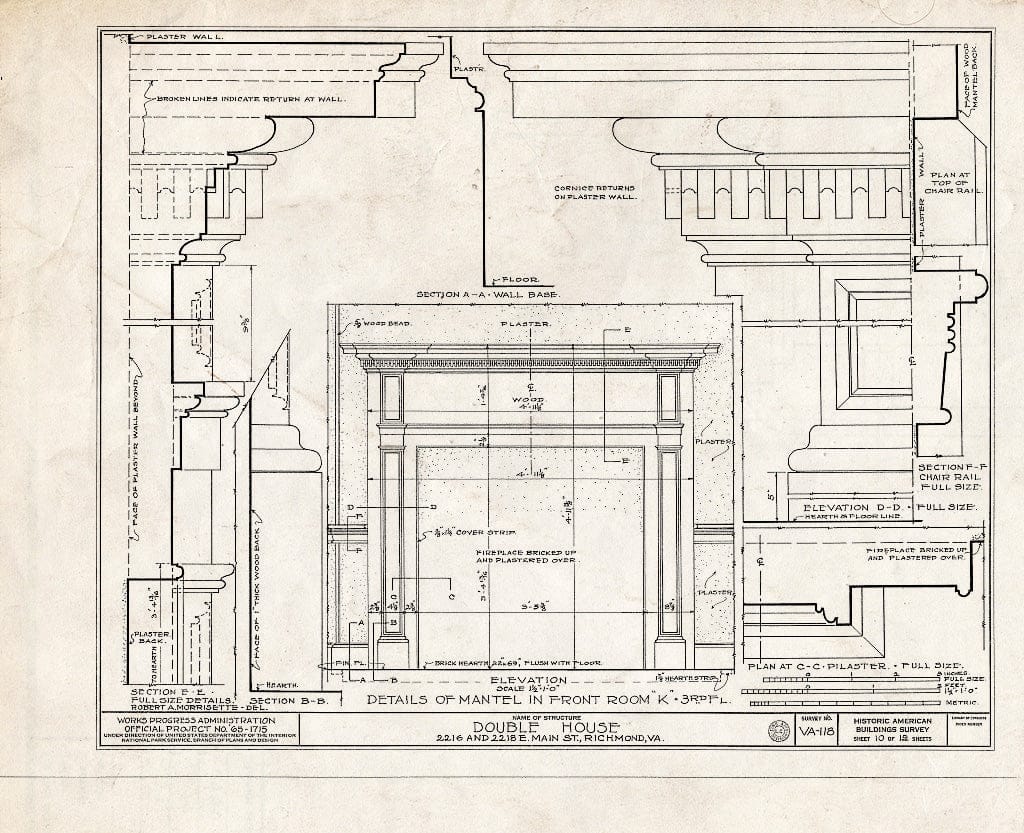 Blueprint HABS VA,44-Rich,19- (Sheet 10 of 12) - 2216-2218 East Main Street (Double House), Richmond, Independent City, VA