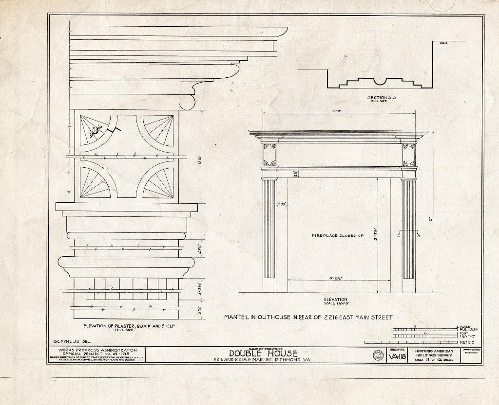 Blueprint HABS VA,44-Rich,19- (Sheet 11 of 12) - 2216-2218 East Main Street (Double House), Richmond, Independent City, VA