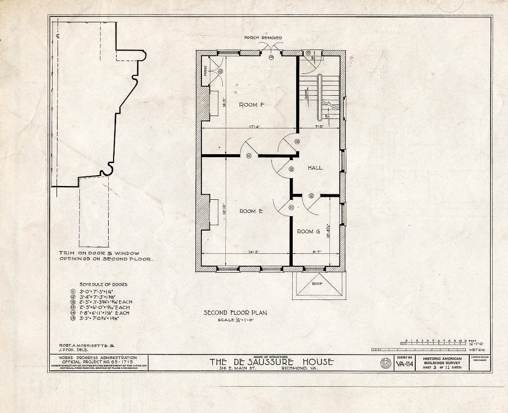 Blueprint HABS VA,44-Rich,16- (Sheet 3 of 11) - DE Saussure House, 316 East Main Street, Richmond, Independent City, VA