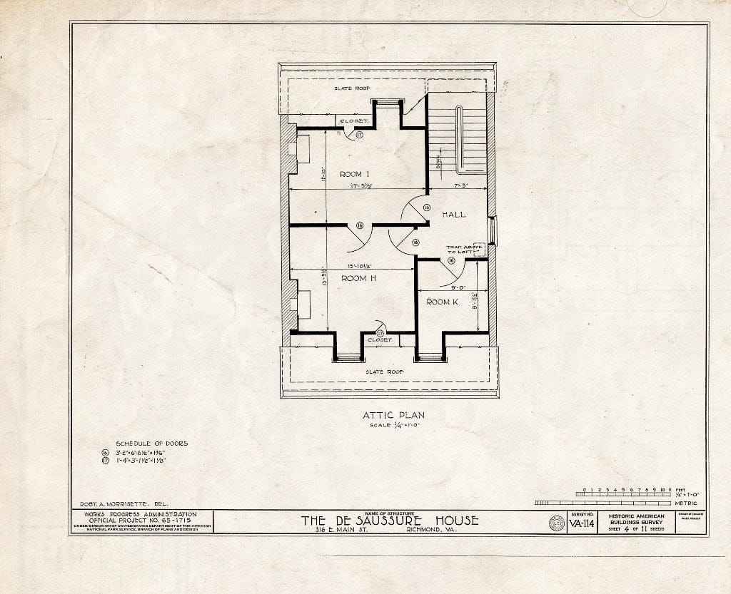 Blueprint HABS VA,44-Rich,16- (Sheet 4 of 11) - DE Saussure House, 316 East Main Street, Richmond, Independent City, VA