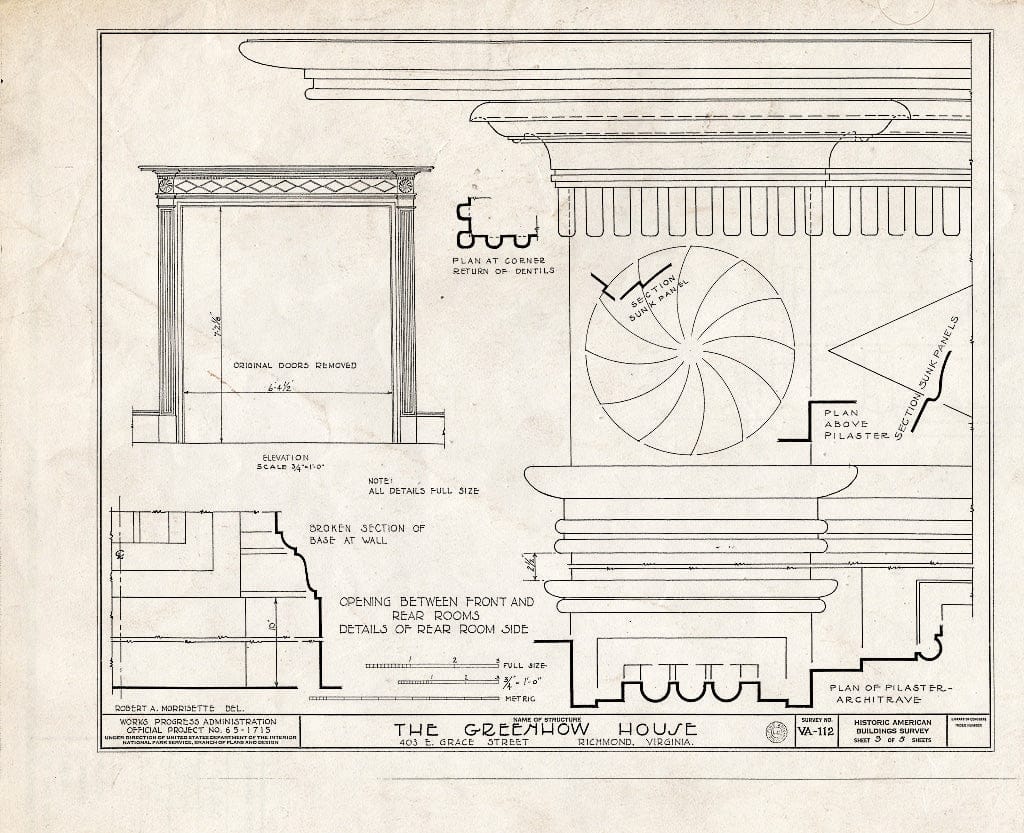 Blueprint HABS VA,44-Rich,14- (Sheet 3 of 5) - Greenhow, 403 East Grace Street, Richmond, Independent City, VA