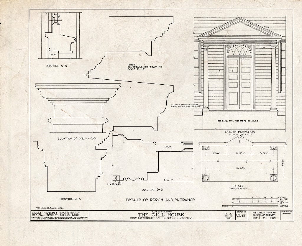 Blueprint HABS VA,44-Rich,21- (Sheet 1 of 1) - Grey House, 1007 McDonough Street, Richmond, Independent City, VA