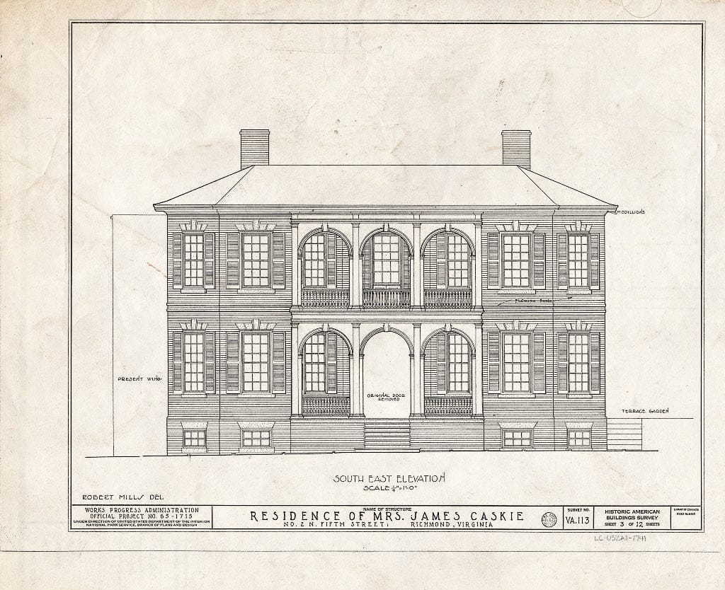 Blueprint HABS VA,44-Rich,2- (Sheet 3 of 12) - Mrs. James Caskie House, 2 North Fifth Street, Richmond, Independent City, VA