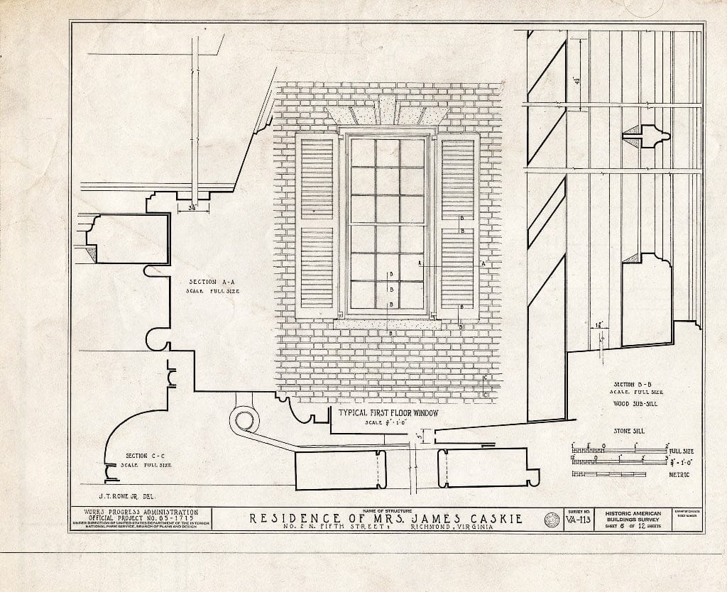Blueprint HABS VA,44-Rich,2- (Sheet 6 of 12) - Mrs. James Caskie House, 2 North Fifth Street, Richmond, Independent City, VA