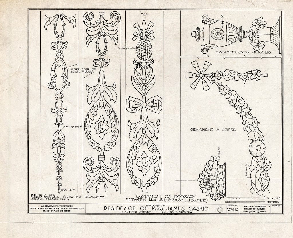 Blueprint HABS VA,44-Rich,2- (Sheet 10 of 12) - Mrs. James Caskie House, 2 North Fifth Street, Richmond, Independent City, VA