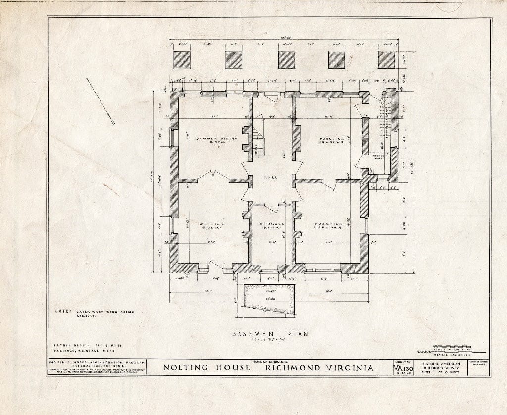 Blueprint HABS VA,44-Rich,25- (Sheet 1 of 8) - Hobson-Nolting House, 409 East Main Street, Richmond, Independent City, VA