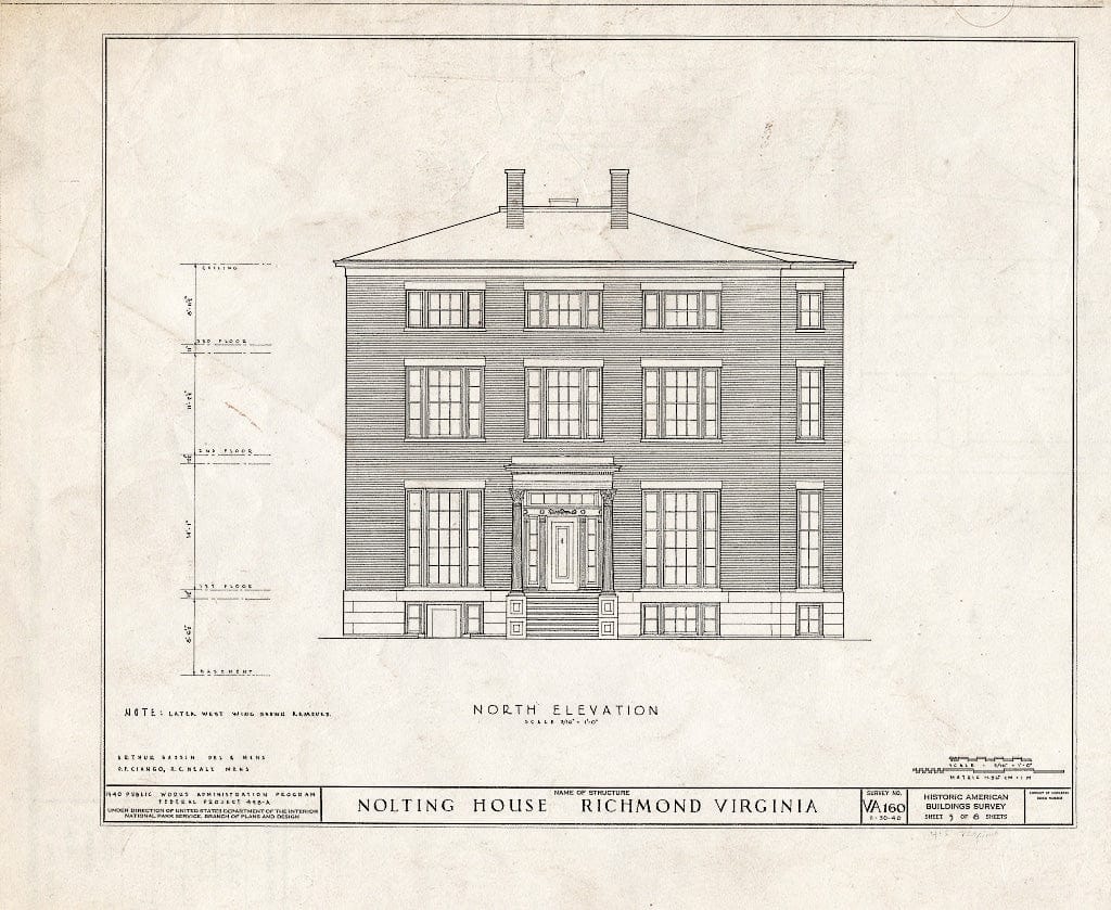 Blueprint HABS VA,44-Rich,25- (Sheet 5 of 8) - Hobson-Nolting House, 409 East Main Street, Richmond, Independent City, VA