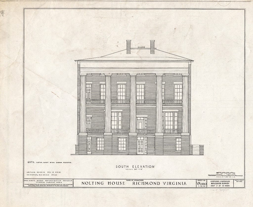Blueprint HABS VA,44-Rich,25- (Sheet 7 of 8) - Hobson-Nolting House, 409 East Main Street, Richmond, Independent City, VA