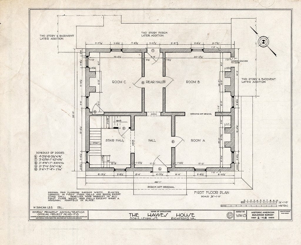 Blueprint HABS VA,44-Rich,17- (Sheet 2 of 14) - Hawes House, 506 East Leigh Street, Richmond, Independent City, VA