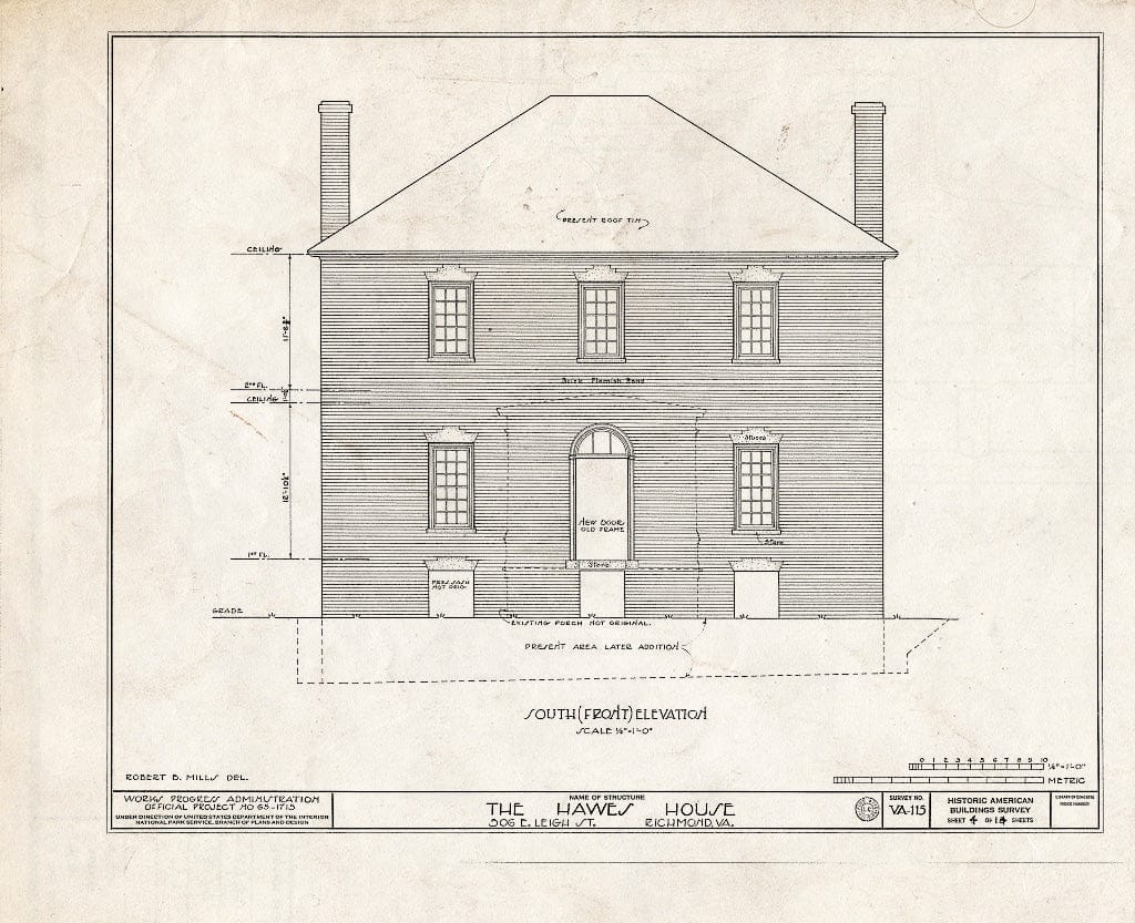 Blueprint HABS VA,44-Rich,17- (Sheet 4 of 14) - Hawes House, 506 East Leigh Street, Richmond, Independent City, VA