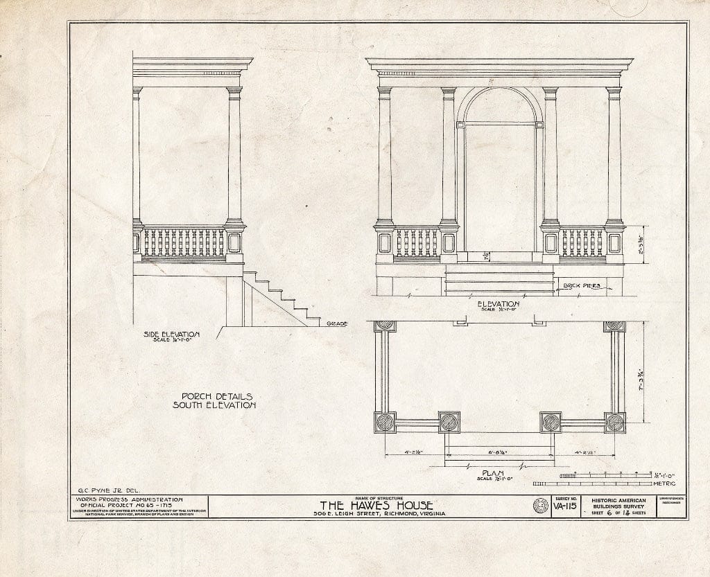 Blueprint HABS VA,44-Rich,17- (Sheet 6 of 14) - Hawes House, 506 East Leigh Street, Richmond, Independent City, VA
