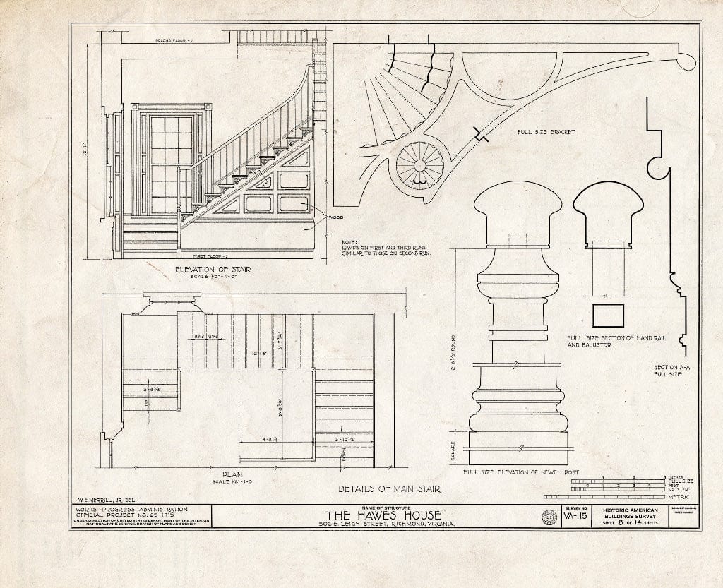 Blueprint HABS VA,44-Rich,17- (Sheet 8 of 14) - Hawes House, 506 East Leigh Street, Richmond, Independent City, VA