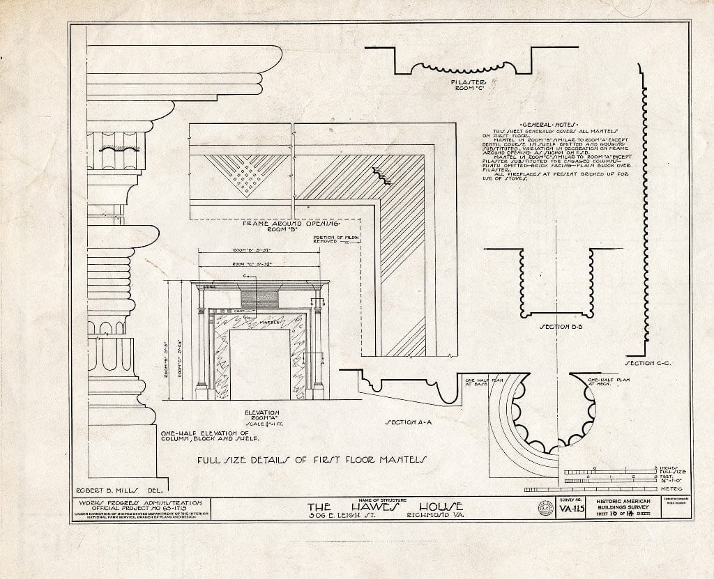 Blueprint HABS VA,44-Rich,17- (Sheet 10 of 14) - Hawes House, 506 East Leigh Street, Richmond, Independent City, VA