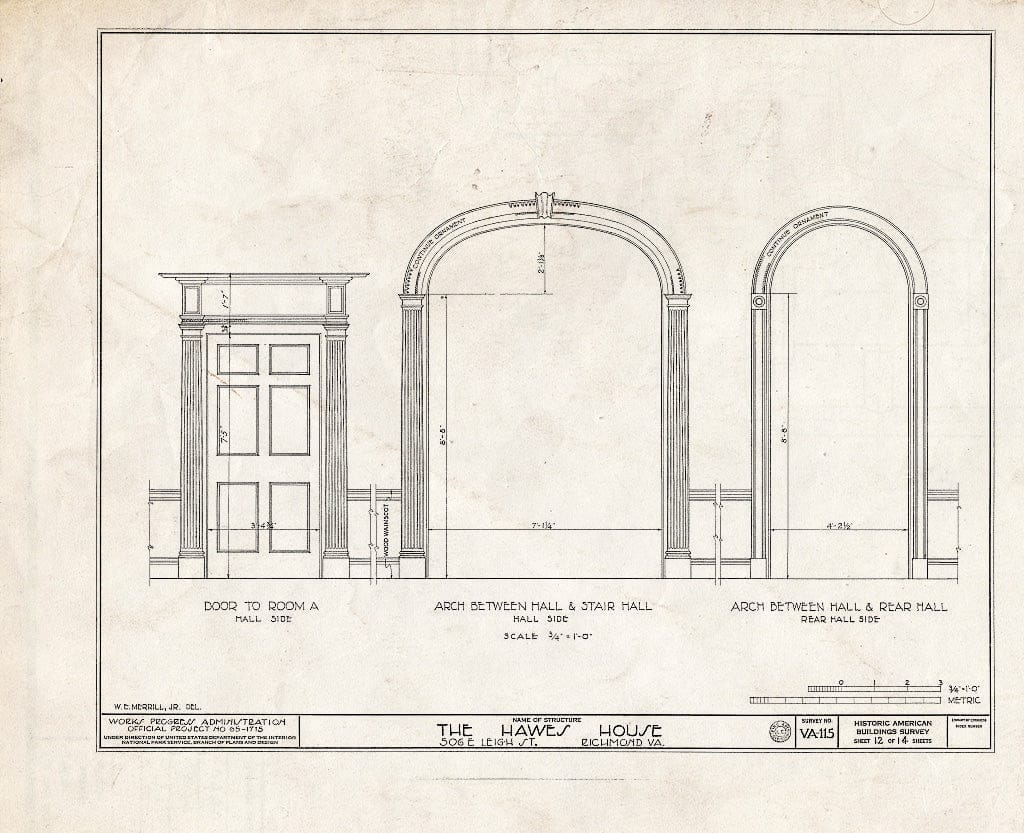 Blueprint HABS VA,44-Rich,17- (Sheet 12 of 14) - Hawes House, 506 East Leigh Street, Richmond, Independent City, VA