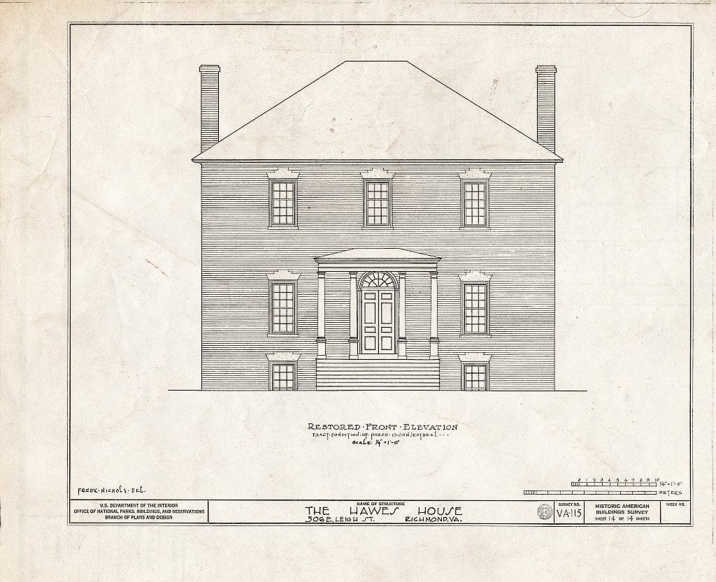 Blueprint HABS VA,44-Rich,17- (Sheet 14 of 14) - Hawes House, 506 East Leigh Street, Richmond, Independent City, VA