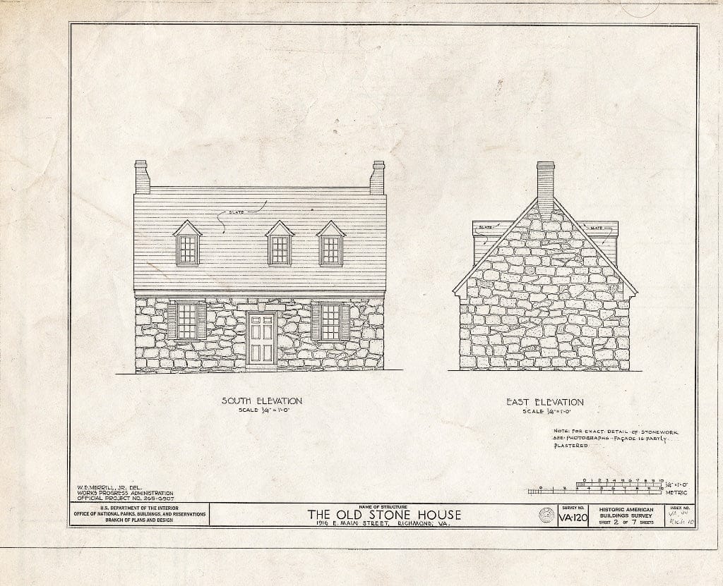 Blueprint HABS VA,44-Rich,10- (Sheet 2 of 7) - Old Stone House, 1916 East Main Street, Richmond, Independent City, VA
