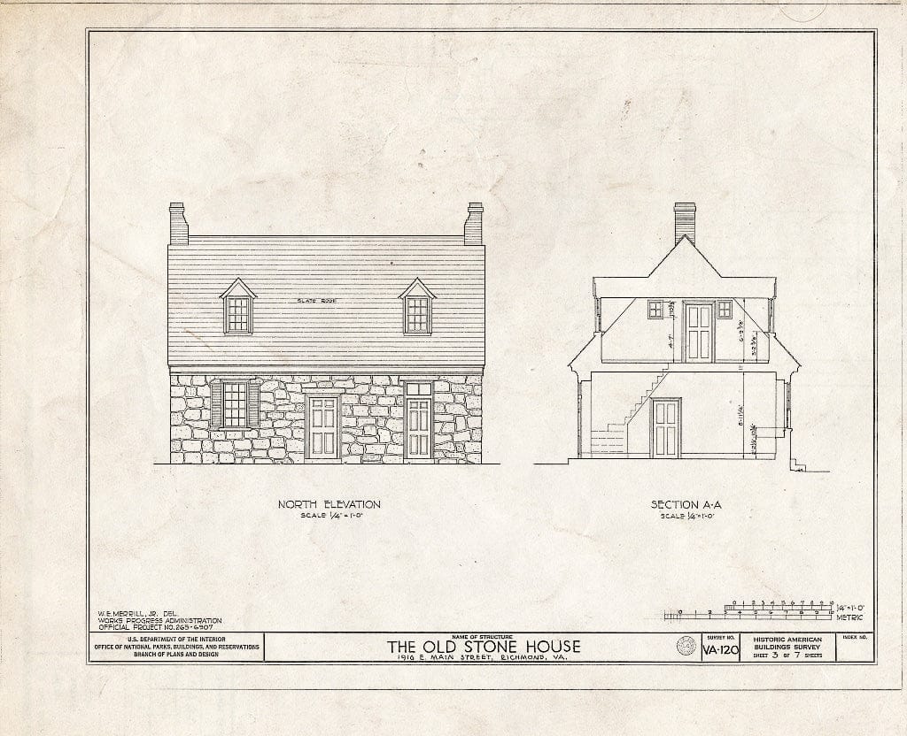Blueprint HABS VA,44-Rich,10- (Sheet 3 of 7) - Old Stone House, 1916 East Main Street, Richmond, Independent City, VA