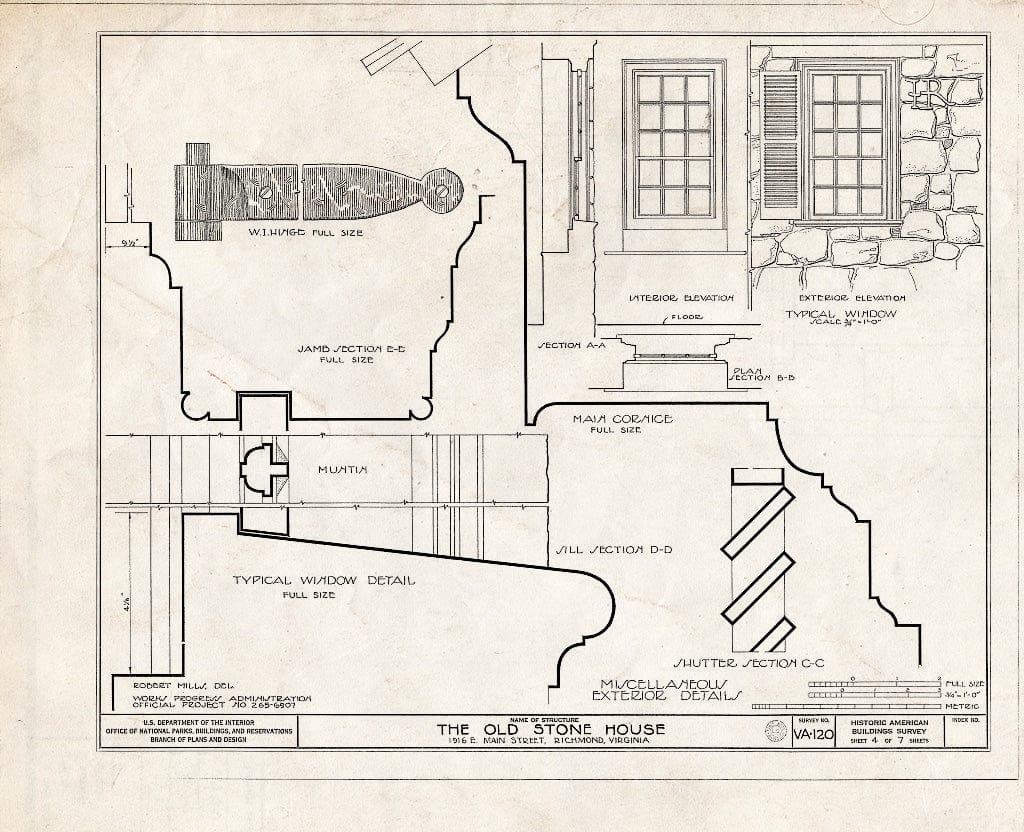 Blueprint HABS VA,44-Rich,10- (Sheet 4 of 7) - Old Stone House, 1916 East Main Street, Richmond, Independent City, VA