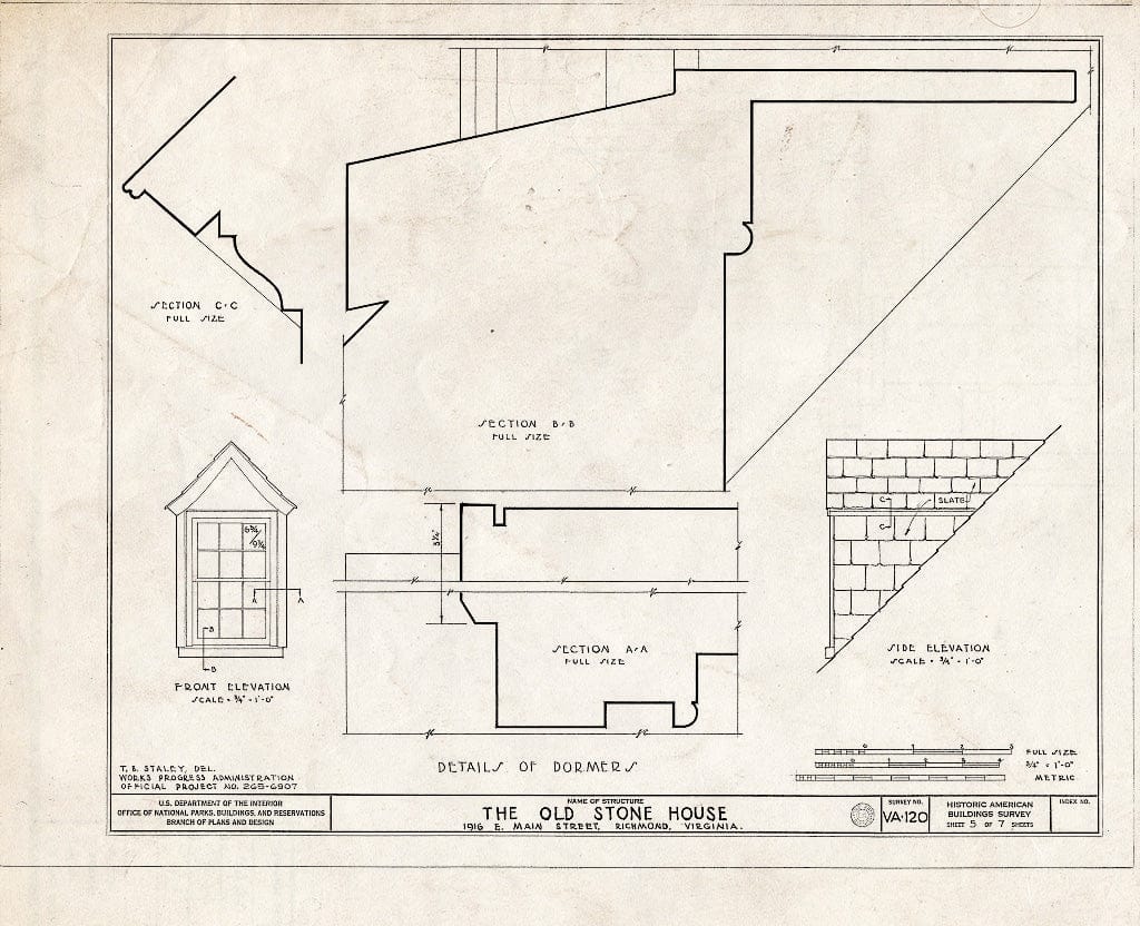 Blueprint HABS VA,44-Rich,10- (Sheet 5 of 7) - Old Stone House, 1916 East Main Street, Richmond, Independent City, VA