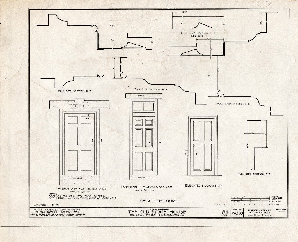 Blueprint HABS VA,44-Rich,10- (Sheet 6 of 7) - Old Stone House, 1916 East Main Street, Richmond, Independent City, VA