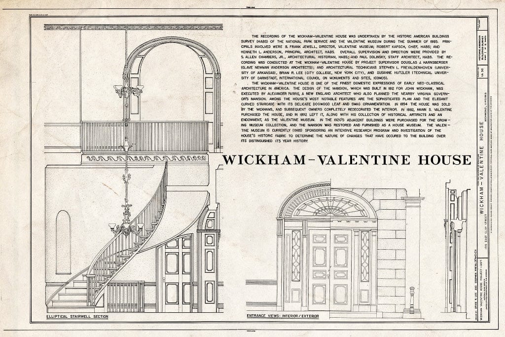 Blueprint HABS VA,44-Rich,5- (Sheet 1 of 18) - Wickham-Valentine House, 1015 East Clay Street, Richmond, Independent City, VA