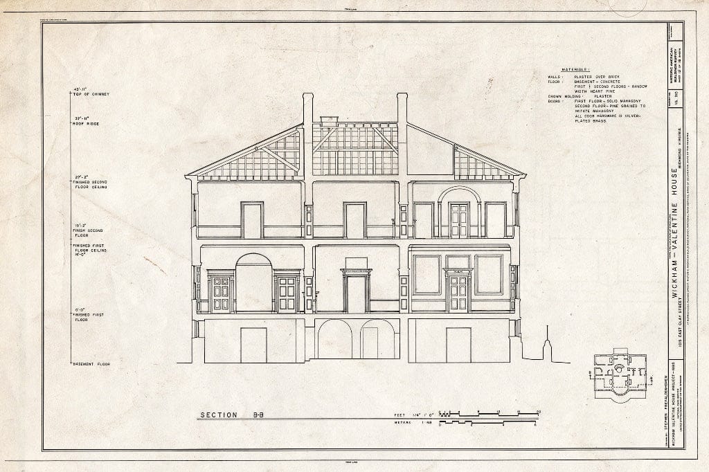 Blueprint HABS VA,44-Rich,5- (Sheet 12 of 18) - Wickham-Valentine House, 1015 East Clay Street, Richmond, Independent City, VA