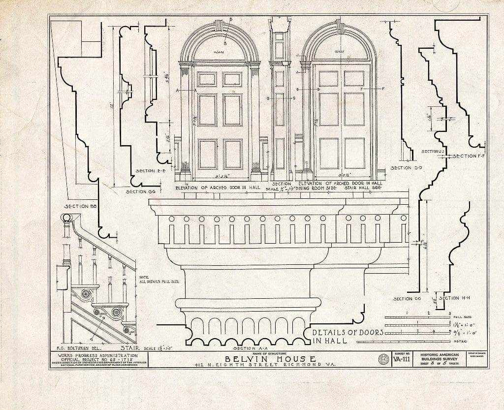 Blueprint HABS VA,44-Rich,13- (Sheet 3 of 5) - Belvin House, 412 North Eighth Street, Richmond, Independent City, VA