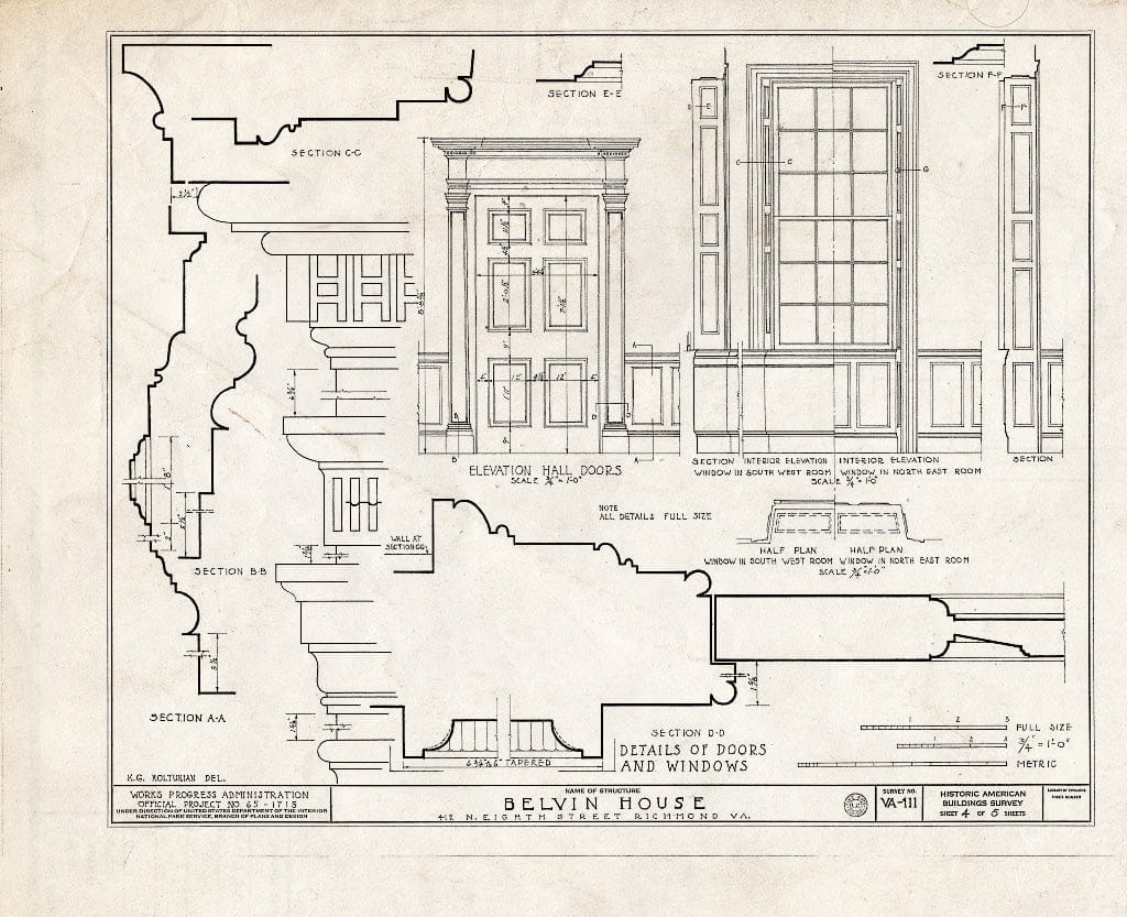 Blueprint HABS VA,44-Rich,13- (Sheet 4 of 5) - Belvin House, 412 North Eighth Street, Richmond, Independent City, VA