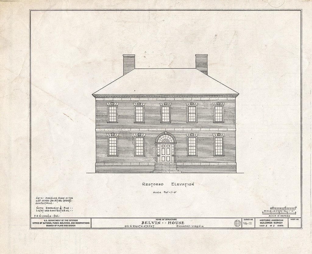 Blueprint HABS VA,44-Rich,13- (Sheet 5 of 5) - Belvin House, 412 North Eighth Street, Richmond, Independent City, VA