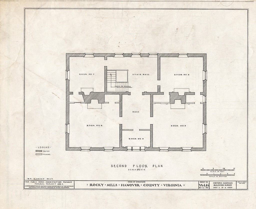 Blueprint HABS VA,43-ASH.V,1- (Sheet 2 of 6) - Rocky Mills Mansion, 211 Ross Road (Moved from Ashland Vicinity, VA), Richmond, Independent City, VA