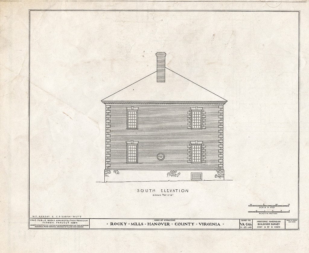 Blueprint HABS VA,43-ASH.V,1- (Sheet 6 of 6) - Rocky Mills Mansion, 211 Ross Road (Moved from Ashland Vicinity, VA), Richmond, Independent City, VA
