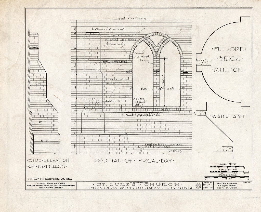 Blueprint HABS VA,47-SMIF.V,1- (Sheet 7 of 10) - St. Luke's Church, State Route 10 Vicinity, Smithfield, Isle of Wight County, VA