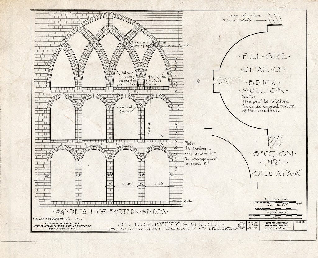 Blueprint HABS VA,47-SMIF.V,1- (Sheet 8 of 10) - St. Luke's Church, State Route 10 Vicinity, Smithfield, Isle of Wight County, VA
