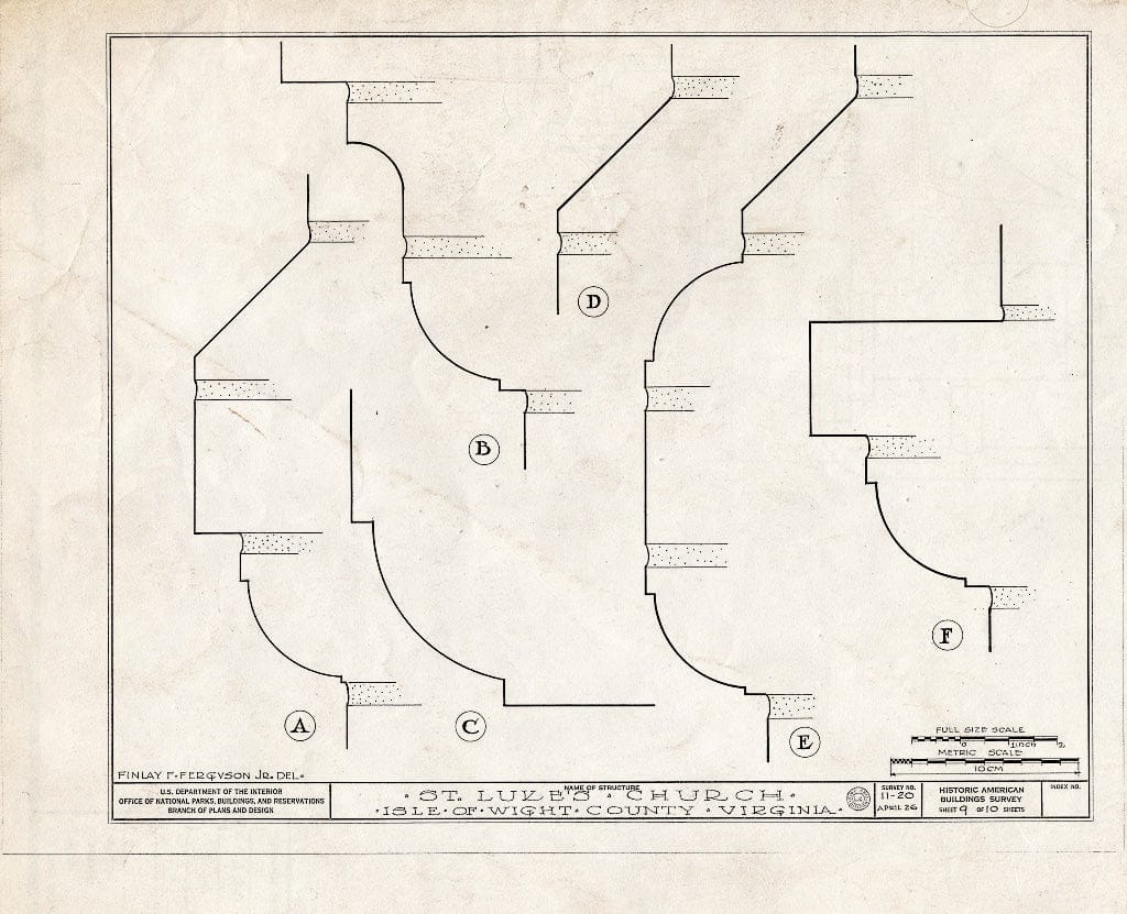 Blueprint HABS VA,47-SMIF.V,1- (Sheet 9 of 10) - St. Luke's Church, State Route 10 Vicinity, Smithfield, Isle of Wight County, VA