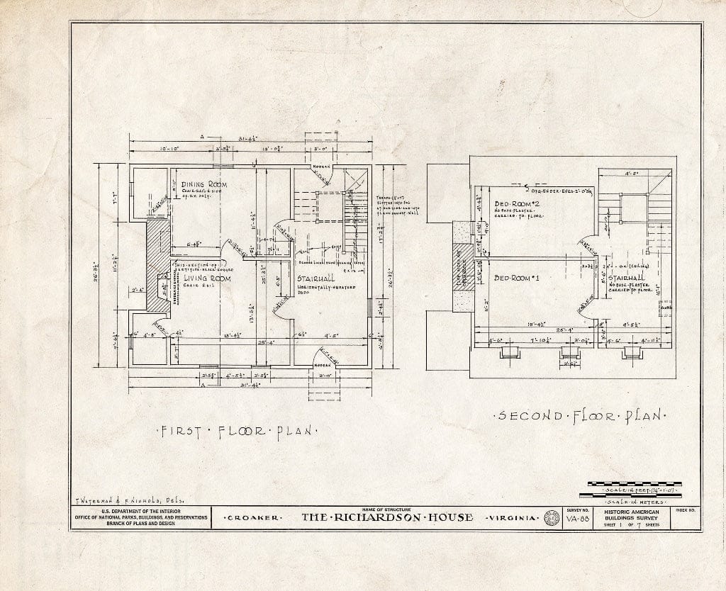 Blueprint HABS VA,48-CROK.V,1- (Sheet 1 of 7) - Richardson House, Croaker, James City County, VA
